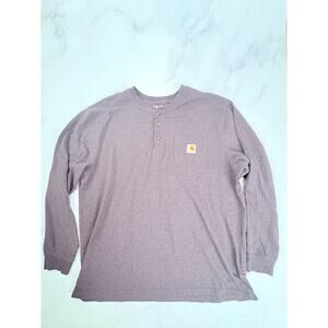 Carhartt XL Heavyweight Henley Long Sleeve Pocket Shirt Loose Fit Workwear